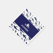 Blaues Hai Muster mit Name Boy Birthday Party Serviette (Ecke)