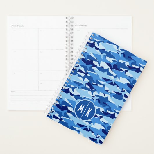 Blaues Hai-Muster | Monogramm Planer (Anzeige)