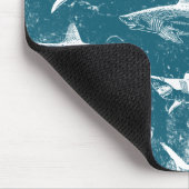 Blaues Hai-Muster Mousepad (Ecke)