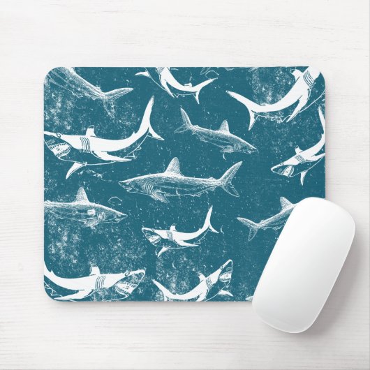 Blaues Hai-Muster Mousepad (Mit Mouse)