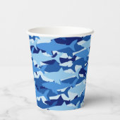 Blaues Hai Muster Pappbecher (Rückseite)