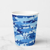 Blaues Hai Muster Pappbecher (Rechts)