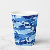 Blaues Hai Muster Pappbecher (Vorderseite)