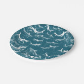 Blaues Hai-Muster Pappteller (Schrägansicht)