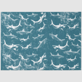 Blaues Hai-Muster Seidenpapier