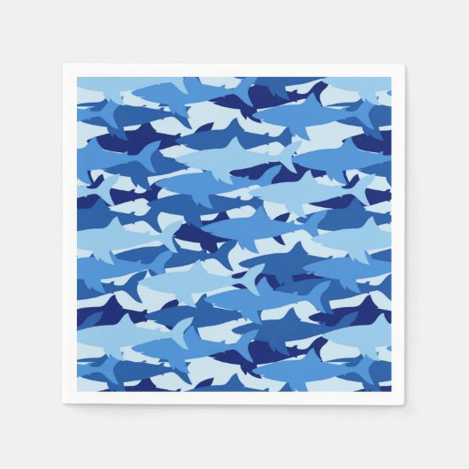 Blaues Hai Muster Serviette (Vorderseite)
