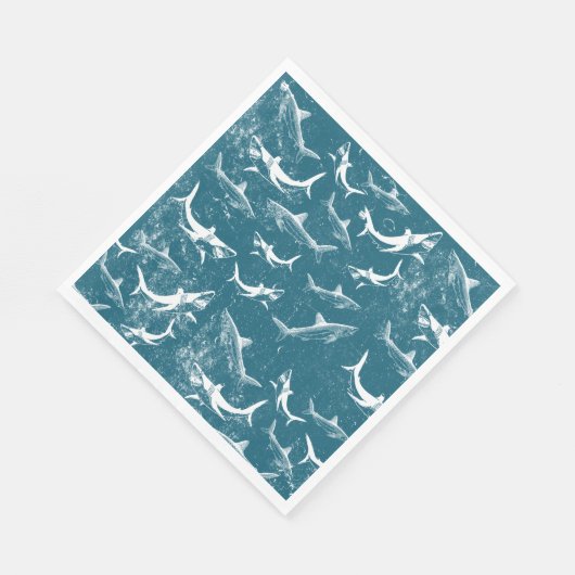 Blaues Hai-Muster Serviette (Ecke)