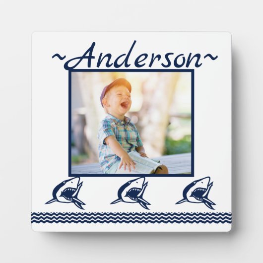 Blaues Hai Nautic Navy Foto Frame Fotoplatte (Vorderseite)