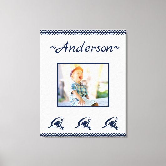 Blaues Hai Nautic Navy Foto Frame Leinwanddruck (Vorderseite)