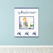 Blaues Hai Nautic Navy Foto Frame Leinwanddruck (Insitu (Holzboden))