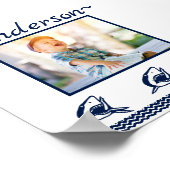 Blaues Hai Nautic Navy Foto Frame Poster (Ecke)