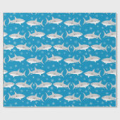 Blaues Hai und Schneeflocken Weihnachtsdesign Geschenkpapier (Flach)