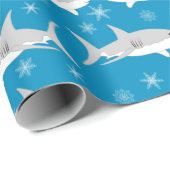 Blaues Hai und Schneeflocken Weihnachtsdesign Geschenkpapier (Rolleneckpunkt)