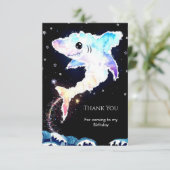 Blaues Hai zum Geburtstag Dankeskarte (Stehend Vorderseite)