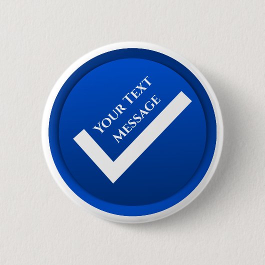 Blaues Häkchen-Symbol Button (Vorderseite)