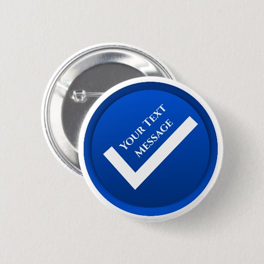 Blaues Häkchen-Symbol Button (Vorne & Hinten)