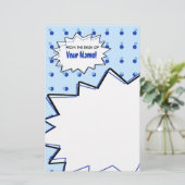 Blaues HalbtonPop-Kunst-Briefpapier Briefpapier (Stehend Vorderseite)