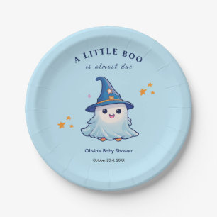 Blaues Halloween Ein Kleiner Boo Baby Shower Pappteller