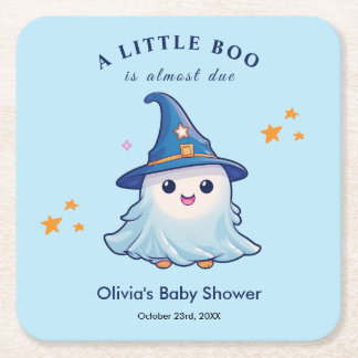 Blaues Halloween Ein Kleiner Boo Baby Shower Rechteckiger Pappuntersetzer