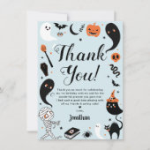 Blaues Halloween-Foto Dankeskarte (Vorderseite)