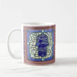 Blaues Hamsa Mosaik-Gelb und Grün Kaffeetasse