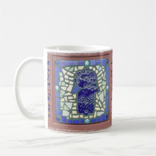 Blaues Hamsa Mosaik-Gelb und Grün Kaffeetasse