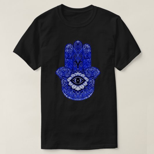 Blaues Hamsa Symbol-Indie Kunst-Grafik-T-Shirt T-Shirt (Design vorne)