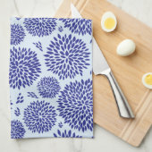 Blaues handgezeichnet Blume-Muster Geschirrtuch (Viertel Falte)
