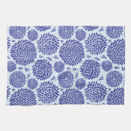 Blaues handgezeichnet Blume-Muster Geschirrtuch