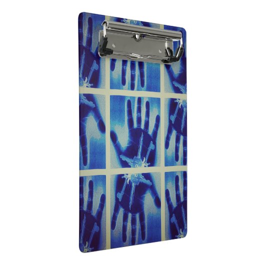 blaues Handy-Notebook Mini Klemmbrett (Schrägansicht)