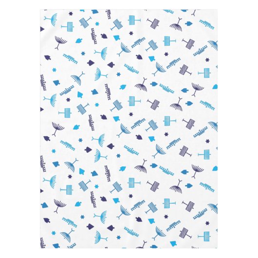 Blaues Hanukkka-Symbol Tischdecke (Vorderseite)