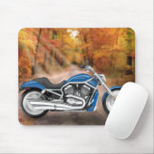 Blaues Harley und Herbst-Blätter Mousepad (Mit Mouse)