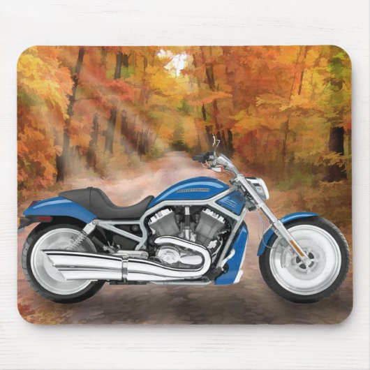 Blaues Harley und Herbst-Blätter Mousepad (Vorne)