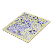 Blaues Hasenbärchen - Hübsch Fliese (Seite)