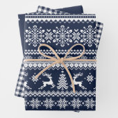 Blaues, hässliches Weihnachtspulli Buffalo kariert Geschenkpapier Set (Beispiel)