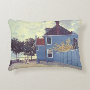 Blaues Haus in Zaandam von Claude Monet Dekokissen