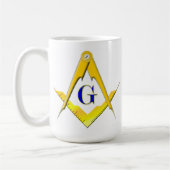 Blaues Häuschen-Quadrat u. Kompass-FreimaurerTasse Kaffeetasse (Links)