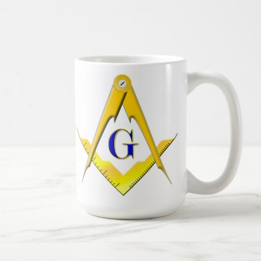 Blaues Häuschen-Quadrat u. Kompass-FreimaurerTasse Kaffeetasse (Rechts)