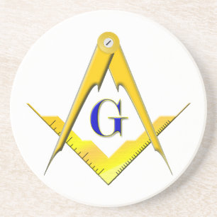 Blaues Häuschen-Quadrat u. Kompassse Untersetzer