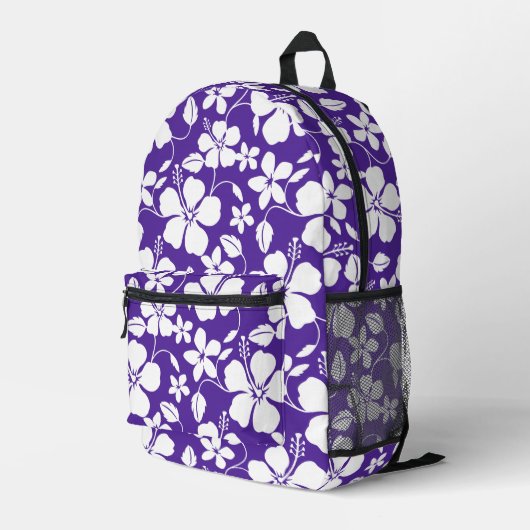 BLAUES HAWAII-MUSTER IN LILA BEDRUCKTER RUCKSACK (Rückseitige Ecke Rechts)