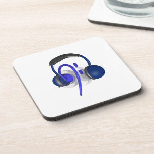 Blaues Headset für Bass Getränkeuntersetzer