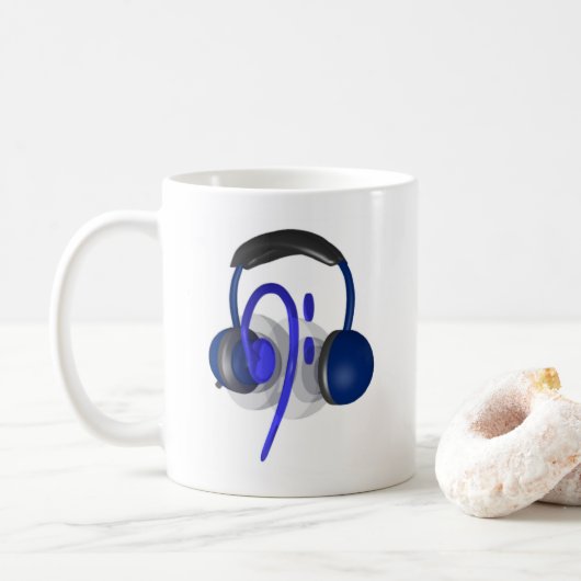 Blaues Headset für Bass Kaffeetasse (Mit Donut)