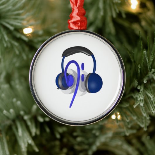 Blaues Headset für Bass Silbernes Ornament (Baum)