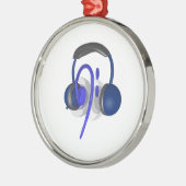 Blaues Headset für Bass Silbernes Ornament (Links)