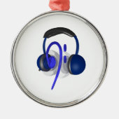 Blaues Headset für Bass Silbernes Ornament (Vorne)