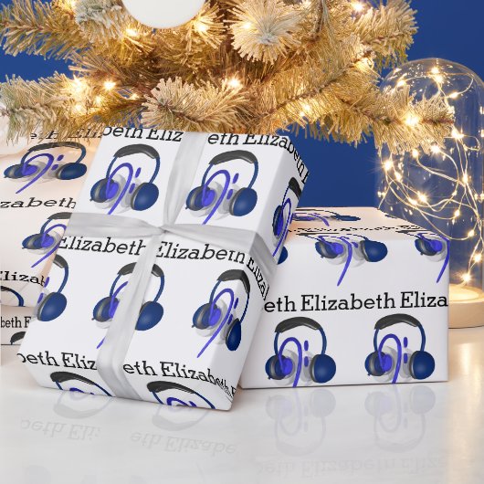 Blaues Headset für klassischen Bass Geschenkpapier (Feiertage)