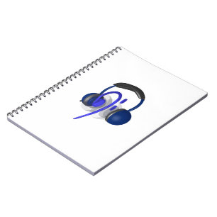 Blaues Headset für klassischen Bass Notizblock
