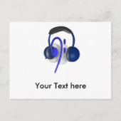 Blaues Headset für klassischen Bass Postkarte (Vorderseite)