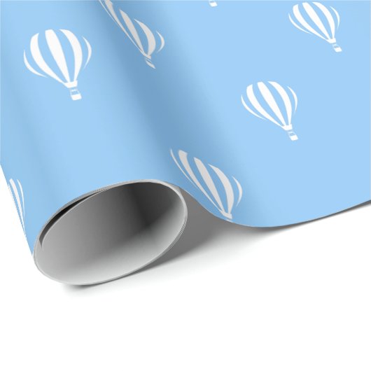 Blaues Heißluftballon-Muster Geschenkpapier (Rolleneckpunkt)