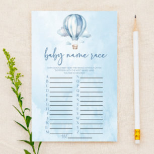 Blaues Heißluftballon-Name-Race-Baby-Shower-Spiel